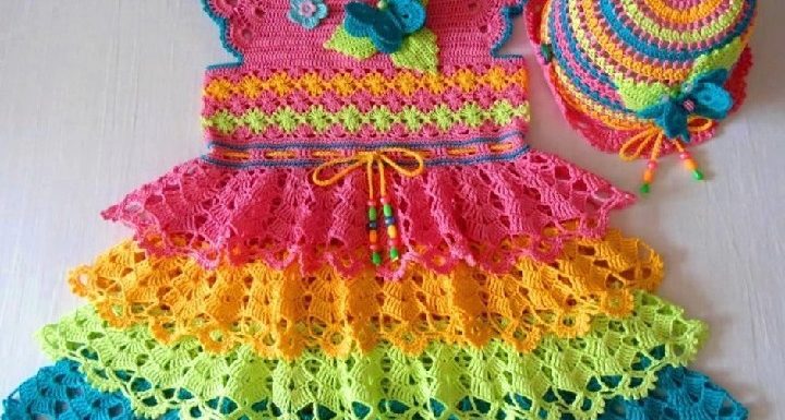 Vestido a colores crochet ganchillo Majovel lana paso a paso, DIY